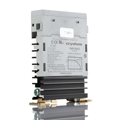Sensata / Crydom GNR Series Solid State Relay, 20 A rms Load, DIN Rail Mount, 600 V rms Load, 32 V dc Control