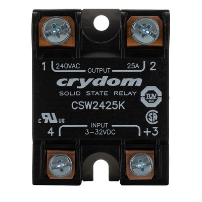 Sensata / Crydom CSW Series Solid State Relay, 25 A Load, Panel Mount, 280 V ac Load, 32 V dc Control
