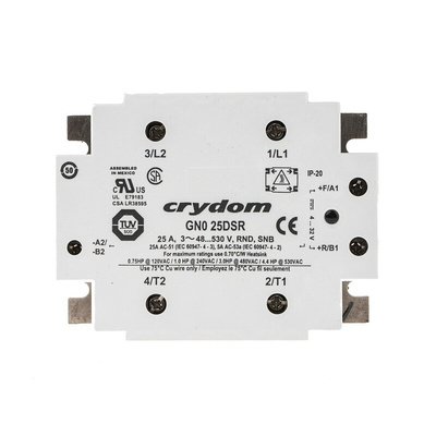 Sensata / Crydom GN0 Series Solid State Relay, 24 A rms Load, Panel Mount, 530 V rms Load, 32 V dc Control