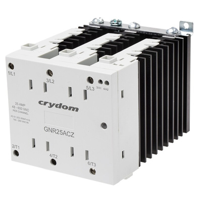 Sensata / Crydom GNR 90mm Series Solid State Relay, 25 A rms Load, DIN Rail Mount, 280 V ac Load, 280 V ac Control