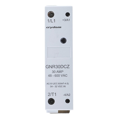 Sensata / Crydom GNR 22.5 Series Solid State Relay, 30 A rms Load, DIN Rail Mount, 600 V ac Load, 32 V dc Control