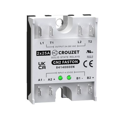 Crouzet GN2 Series Solid State Relay, 25 A Load, Panel Mount, 280 Vrms Load