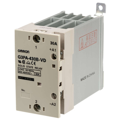Omron G3PA-430B-VD-2 12-24VDC Series Solid State Relay, 30 A Load, DIN Rail, Surface Mount, 480 V ac Load