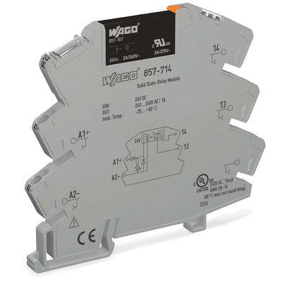 Wago 857 Series Solid State Relay, 2 A Load, DIN Rail Mount, 240 V ac/dc Load