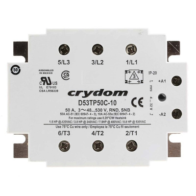 Sensata / Crydom Solid State Relay, 50 A rms Load, Panel Mount, 530 V ac Load, 32 V dc Control