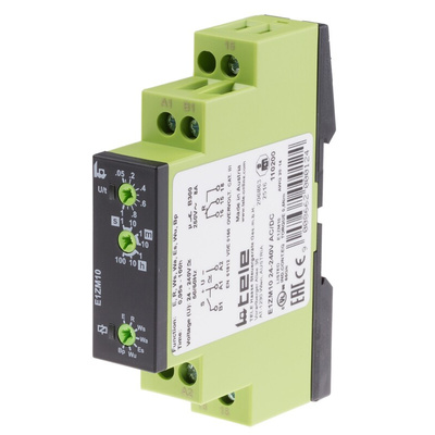 Tele E1ZM10 Series DIN Rail Mount Timer Relay, 24 → 240V ac/dc, 1-Contact, 0.05 s → 100h, SPDT