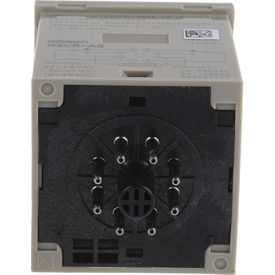 Omron H3CR Series DIN Rail, Panel Mount Timer Relay, 12 → 48 V dc, 24 → 48V ac, 2-Contact, 0.05 s