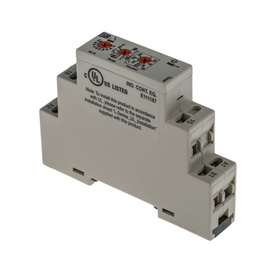 RS PRO DIN Rail Mount Timer Relay, 12 → 230V ac/dc, 0.1 s → 100h, SPDT