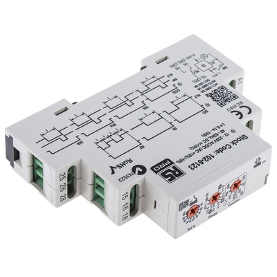 RS PRO DIN Rail Mount Timer Relay, 12 → 230V ac/dc, 0.1 s → 100h, DPDT