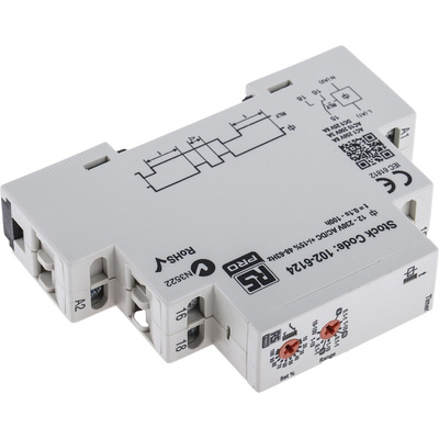 RS PRO DIN Rail Mount Timer Relay, 12 → 230V ac/dc, 0.1 s → 100h, SPDT