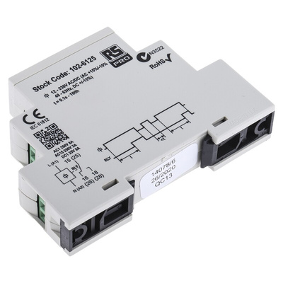 RS PRO DIN Rail Mount Timer Relay, 12 → 230V ac/dc, 0.1 s → 100h, DPDT
