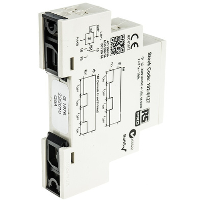 RS PRO DIN Rail Mount Timer Relay, 12 → 230V ac/dc, 0.1 s → 100h, SPDT
