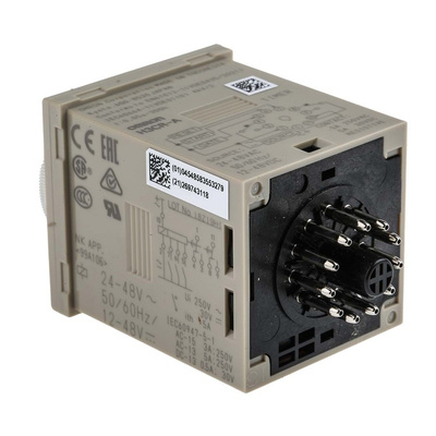 Omron H3CR Series DIN Rail, Panel Mount Timer Relay, 12 → 48 V dc, 24 → 48V ac, 2-Contact, 0.05 s