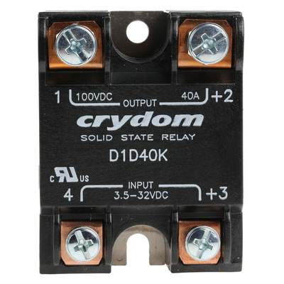 Sensata / Crydom 1-DC Series Solid State Relay, 40 A dc Load, Panel Mount, 100 V dc Load, 32 V dc Control