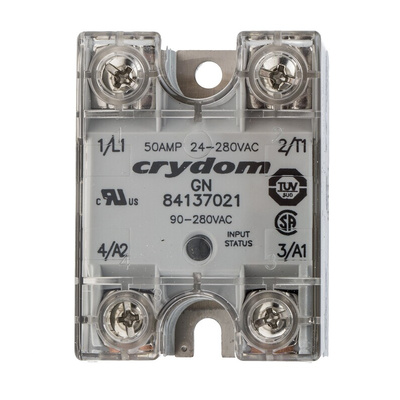 Sensata / Crydom GN Series Solid State Relay, 50 A rms Load, Panel Mount, 280 V ac Load, 280 V ac Control