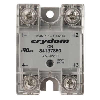 Sensata / Crydom GN Series Solid State Relay, 15 A Load, Panel Mount, 100 V dc Load, 32 V dc Control