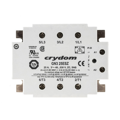 Sensata / Crydom GN3 Series Solid State Relay, 25 A rms Load, Panel Mount, 600 V ac Load, 36 V ac Control