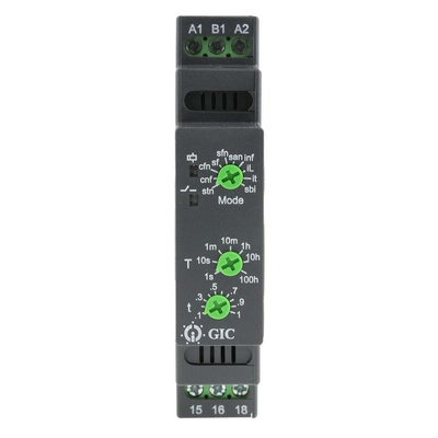 RS PRO DIN Rail Mount Timer Relay, 12 → 240V ac/dc, 1-Contact, 0.1 s → 100h, SPDT