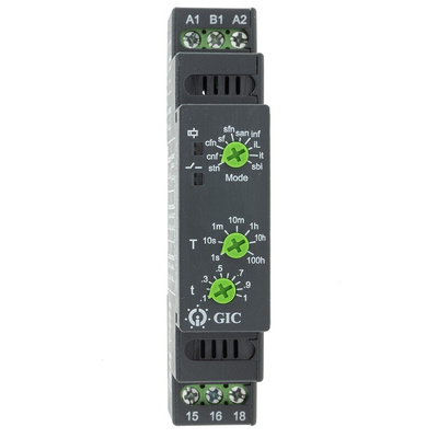 RS PRO DIN Rail Mount Timer Relay, 12 → 240V ac/dc, 1-Contact, 0.1 s → 100h, SPDT