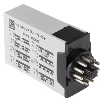 RS PRO Plug In Timer Relay, 12 → 240V ac/dc, 0.1 s → 100days, DPDT