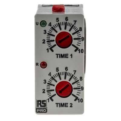 RS PRO Plug In Timer Relay, 12 → 240V ac/dc, 0.1 s → 10days, 2-Function, DPDT