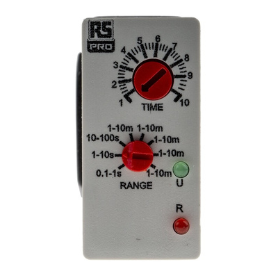 RS PRO Plug In Timer Relay, 12 → 240V ac/dc, 0.1 s → 10min, 1-Function, 2 x SPDT