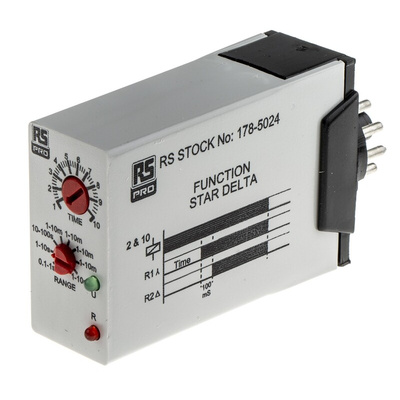 RS PRO Plug In Timer Relay, 12 → 240V ac/dc, 0.1 s → 10min, 1-Function, 2 x SPDT