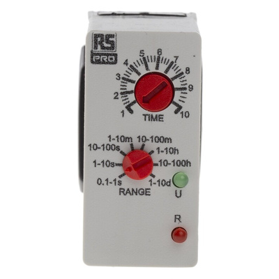 RS PRO Plug In Timer Relay, 12 → 240V ac/dc, 0.1 s → 10days, 1-Function, DPDT