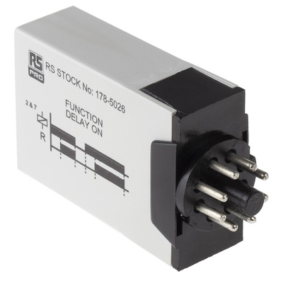 RS PRO Plug In Timer Relay, 12 → 240V ac/dc, 0.1 s → 10days, 1-Function, DPDT
