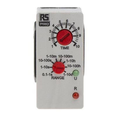 RS PRO Plug In Timer Relay, 12 → 240V ac/dc, 0.1 s → 10days, 1-Function, DPDT