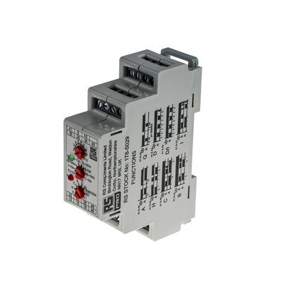 RS PRO DIN Rail Mount Timer Relay, 12 → 240V ac/dc, 4-Contact, 0.1 s → 10days, 4PDT