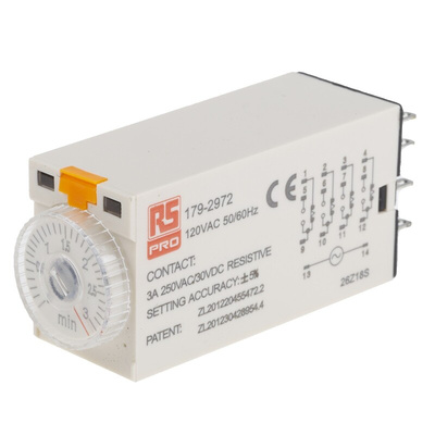 RS PRO Plug In Timer Relay, 110V ac, 4-Contact, 0.1 → 3min, 1-Function, 4PDT