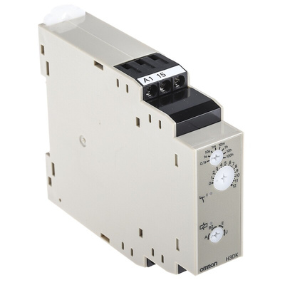 Omron H3DK Series DIN Rail Mount Timer Relay, 24 → 240V ac/dc, 1-Contact, 0.1 s → 1200h, SPDT