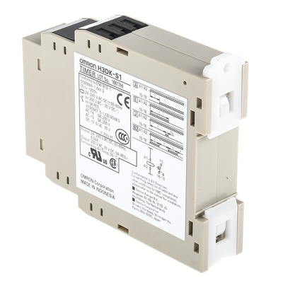 Omron H3DK Series DIN Rail Mount Timer Relay, 24 → 240V ac/dc, 1-Contact, 0.1 s → 1200h, SPDT