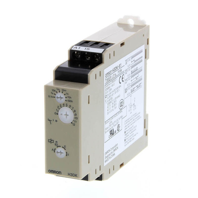 Omron H3DK Series DIN Rail Mount Timer Relay, 24 → 240V ac/dc, 1-Contact, 0.1 s → 1200h, SPDT