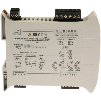 RS PRO Signal Conditioner, Universal Input, Current, Voltage, Relay Output, 20 → 240 V ac, 20 → 240V dc