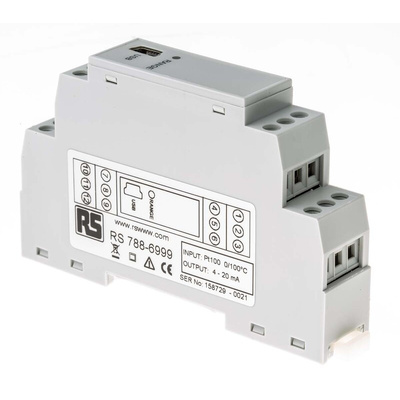 RS PRO Signal Conditioner, RTD, Thermocouple Input, Current, Voltage Output, 10 → 32 V ac, 10 → 48V dc