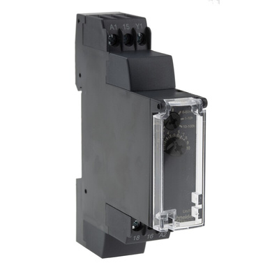 Schneider Electric RE17R Series DIN Rail Mount Timer Relay, 24 V dc, 24 → 240V ac, 2-Contact, 0.1 s →
