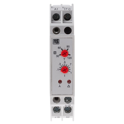 RS PRO DIN Rail Mount Timer Relay, 115V ac, 2-Contact, 3 → 120s, 1-Function, SPST