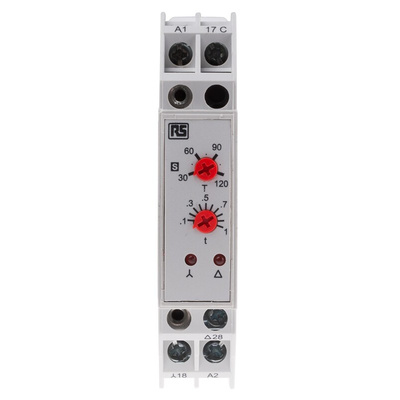 RS PRO DIN Rail Mount Timer Relay, 240V ac, 2-Contact, 3 → 120s, 1-Function, SPST