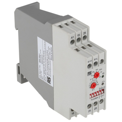 RS PRO DIN Rail Mount Timer Relay, 24 → 240V ac/dc, 1-Contact, 0.1 s → 120days, SPDT