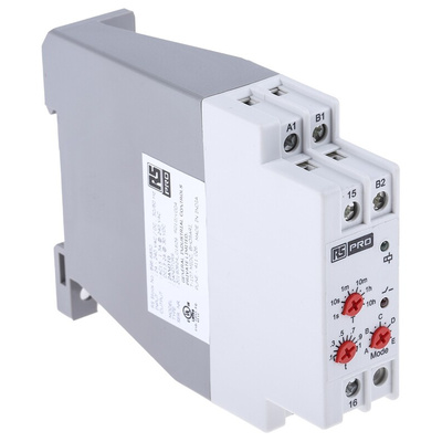 RS PRO DIN Rail Mount Timer Relay, 24 → 240V ac/dc, 1-Contact, 0.1 s → 10h, SPDT