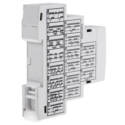 RS PRO DIN Rail Mount Timer Relay, 24 → 240V ac/dc, 2-Contact, 01. s → 999h, DPST