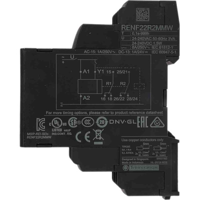 Schneider Electric Harmony Time Series DIN Rail Mount Timer Relay, 12 → 240V ac/dc, 2-Contact, 0.1 s →