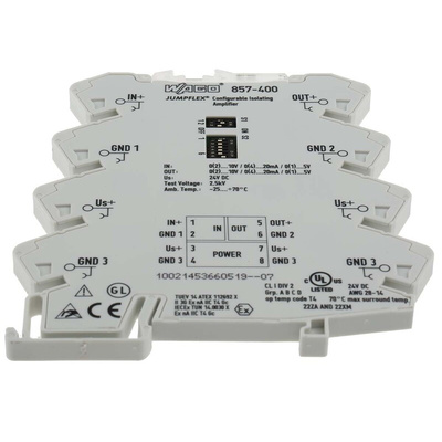 Wago 857 Series Signal Conditioner, Current, Voltage Input, Current, Voltage Output, 24V dc Supply, ATEX, IECEx