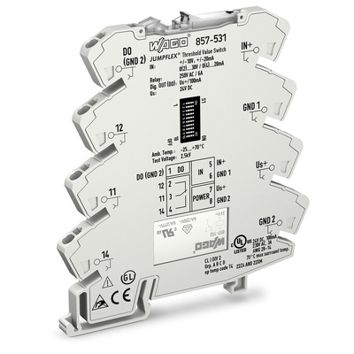 Wago Signal Conditioner, Current, Voltage Input, Digital, Relay Output, 24V dc Supply