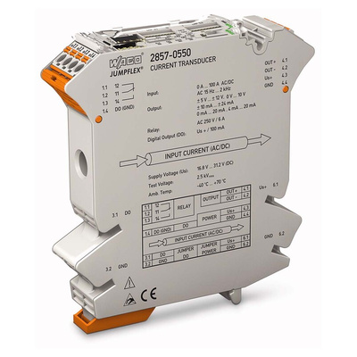 Wago Current Measuring Transducer, Current Input, Digital, Relay Output, 24V dc Supply
