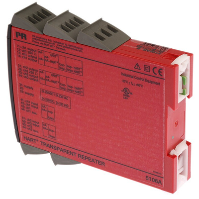 PR Electronics 5106A Series Transparent Repeater, 19.2 → 300 V dc, 21.6 → 253V ac Supply