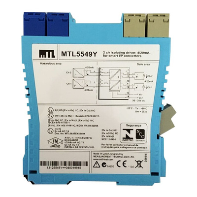 Eaton MTL Series Signal Conditioner, Current, Voltage Input, Current Output, 20 → 35V dc Supply