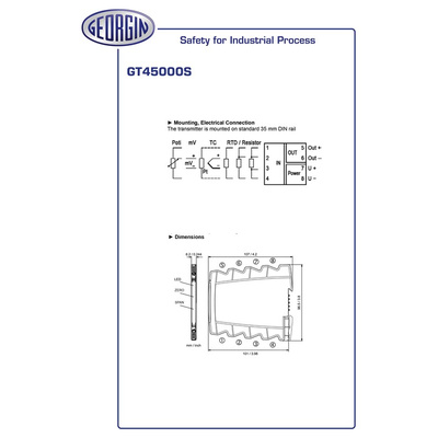 GEORGIN GT 45000 Series Universal Transmitter, RTD, Thermocouple Input, Analogue Output